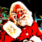 Oil Painting aesthetic portrait with brush strokes. featuring Santa High Quality character