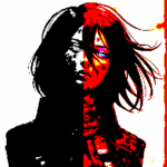 This profile shows red light piercing through cracks. featuring Mikasa Ackerman Avatar character