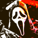 Split-color anime portrait with red and Ghost Face Avatar black halves created by our community.